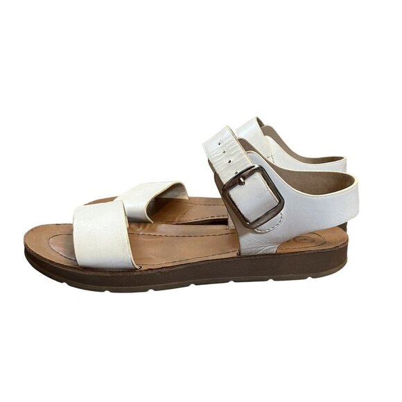 Cat & Jack Girls White - Brown Buckle-Up Sandal Size 1 - Picture 4 of 9